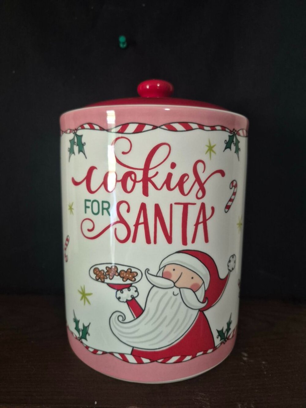 Bico Cartoon Santa Claus Cookies For Santa Ceramic 9 inch Air Tight Storage Jar,